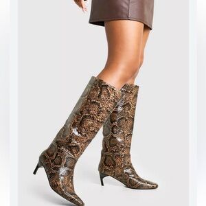 NEW Antonio Melani Snake Patent Leather Standard Tall Dress Boot Size 6
